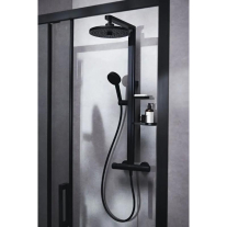 Coloană de duș termostatată Ideal Standard Ceratherm Alu+, 2 jeturi, negru mat